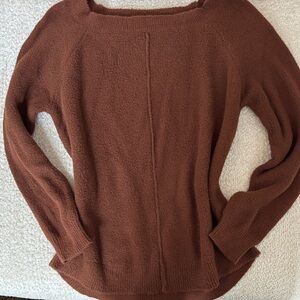 New York & Company Off-the-Shoulder Rust Sweater